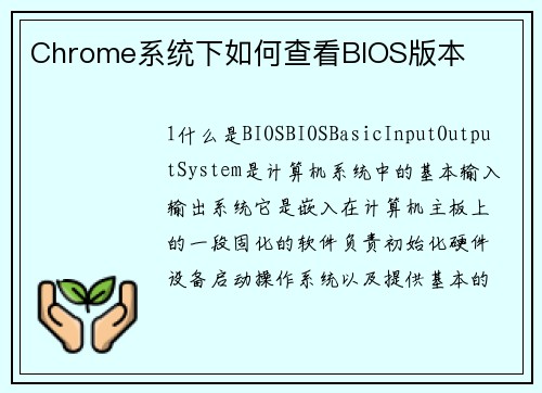 Chrome系统下如何查看BIOS版本